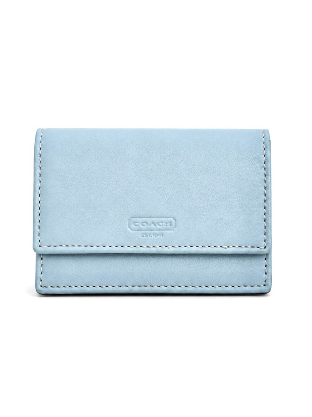COACH Legacy Light Blue Compact Accordian Wallet NEW - Picture 1 of 14